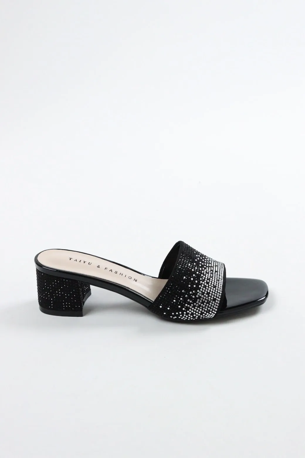 Aimeigao - Women's Diamond Embellished Block Heels - Black