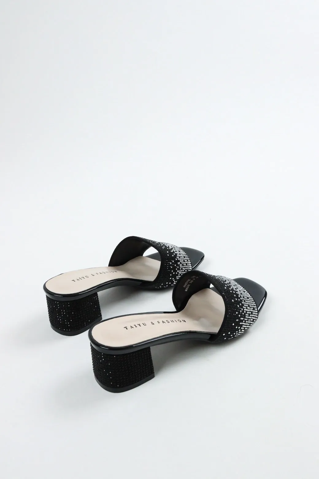 Aimeigao - Women's Diamond Embellished Block Heels - Black