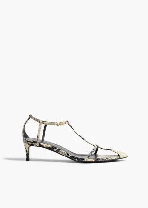 Bella Sandal in Natural Python-Embossed Leather
