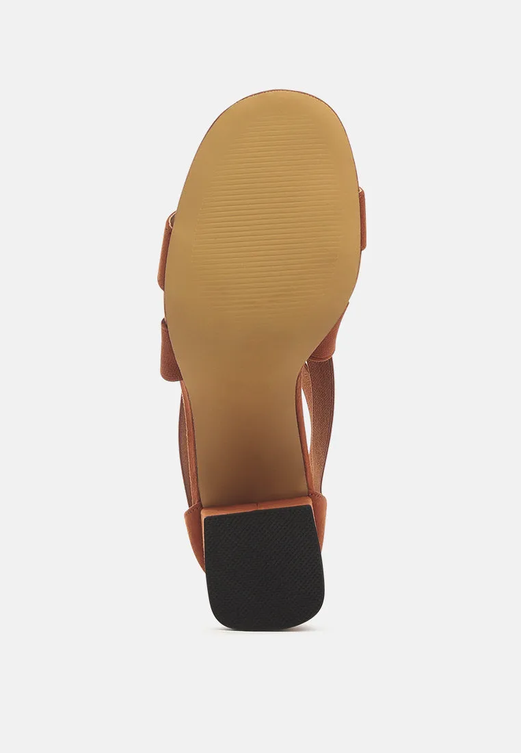 Benicia Elastic Strappy Block Heel Sandals by London Rag