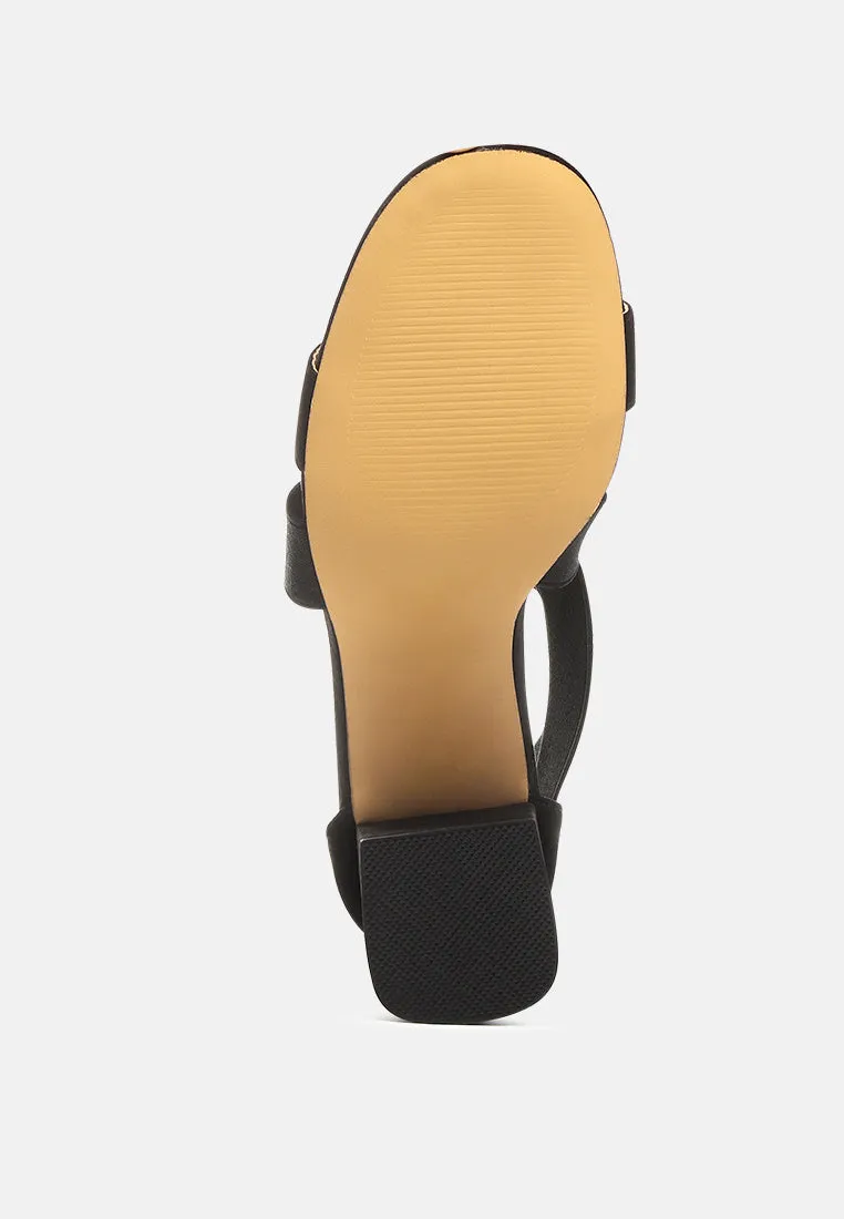 Benicia Elastic Strappy Block Heel Sandals by London Rag