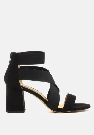 Benicia Elastic Strappy Block Heel Sandals by London Rag