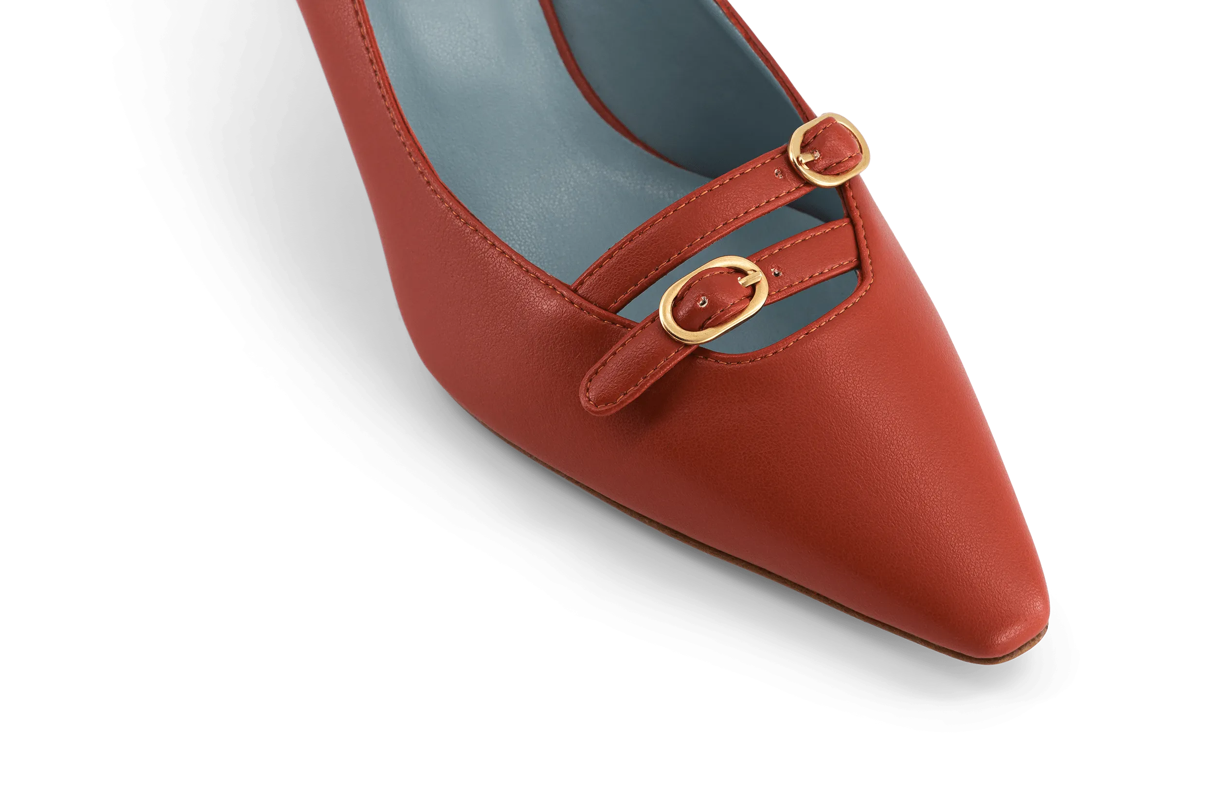 Beryl Apple Leather Small Heel Pumps | Rust