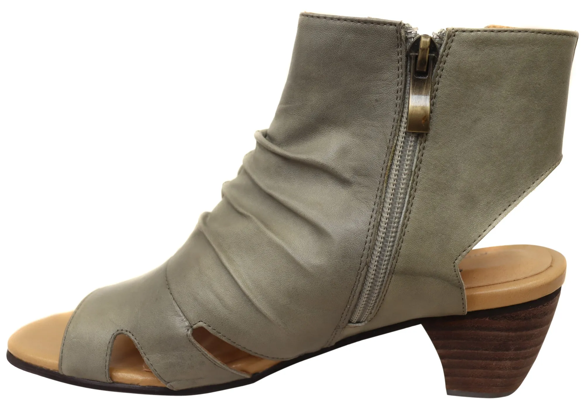 Birthmark Lolan Womens Leather Comfortable Mid Heel Sandals
