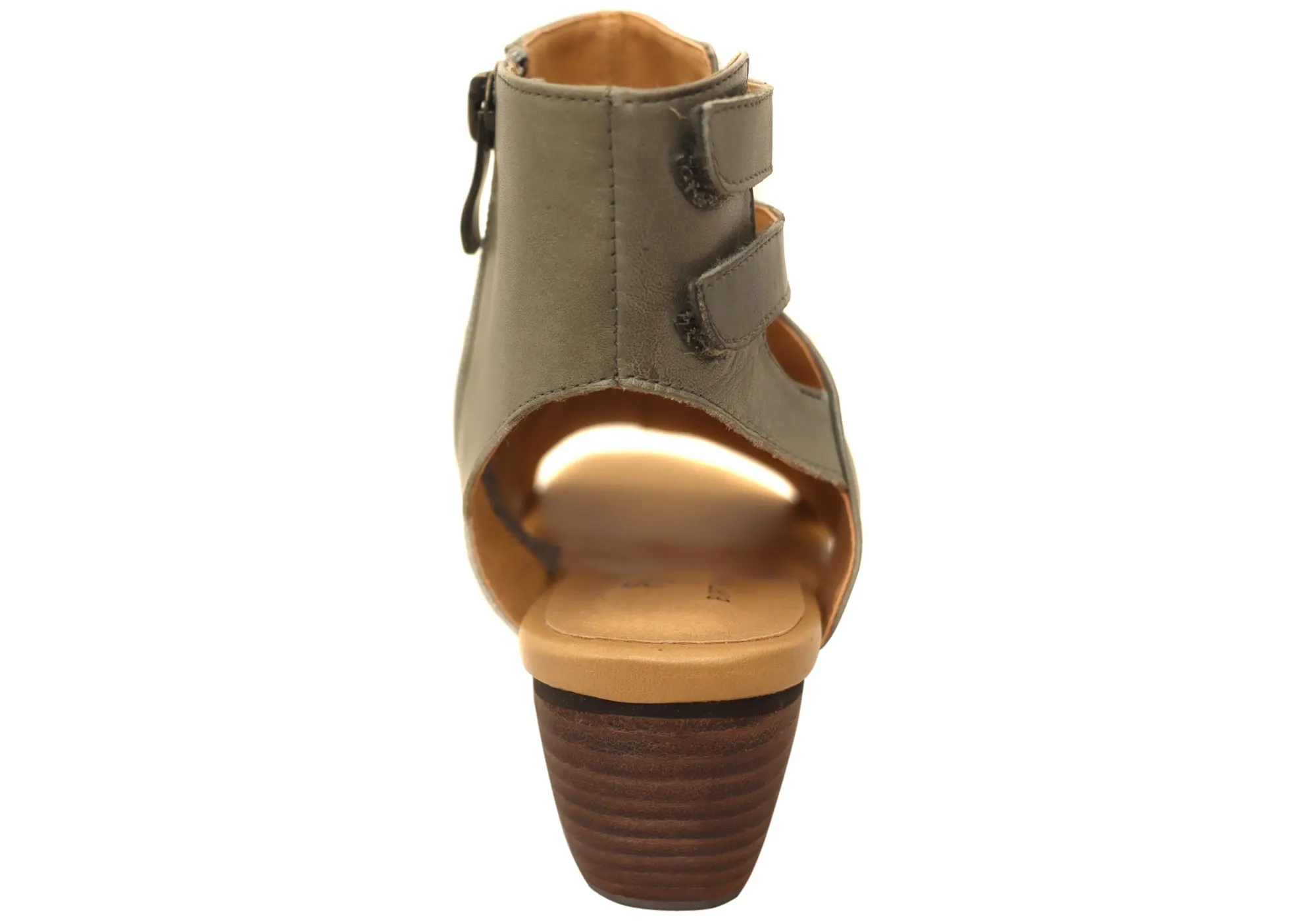 Birthmark Lolan Womens Leather Comfortable Mid Heel Sandals