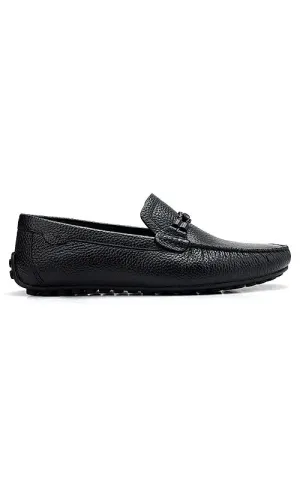 Black Moccasins With Braided Panel On Top