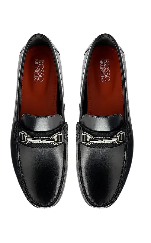 Black Moccasins With Metal Clip