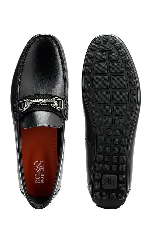 Black Moccasins With Metal Clip