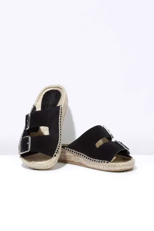 BLACK NEVA - Suede Buckle Espadrille