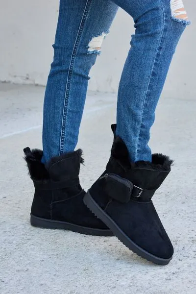 Black Plush Thermal Flat Boots