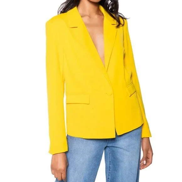 Callie Lives Elaine in the Sun AKIRA Spring Forward Relaxed Fit Yellow Blazer 1X