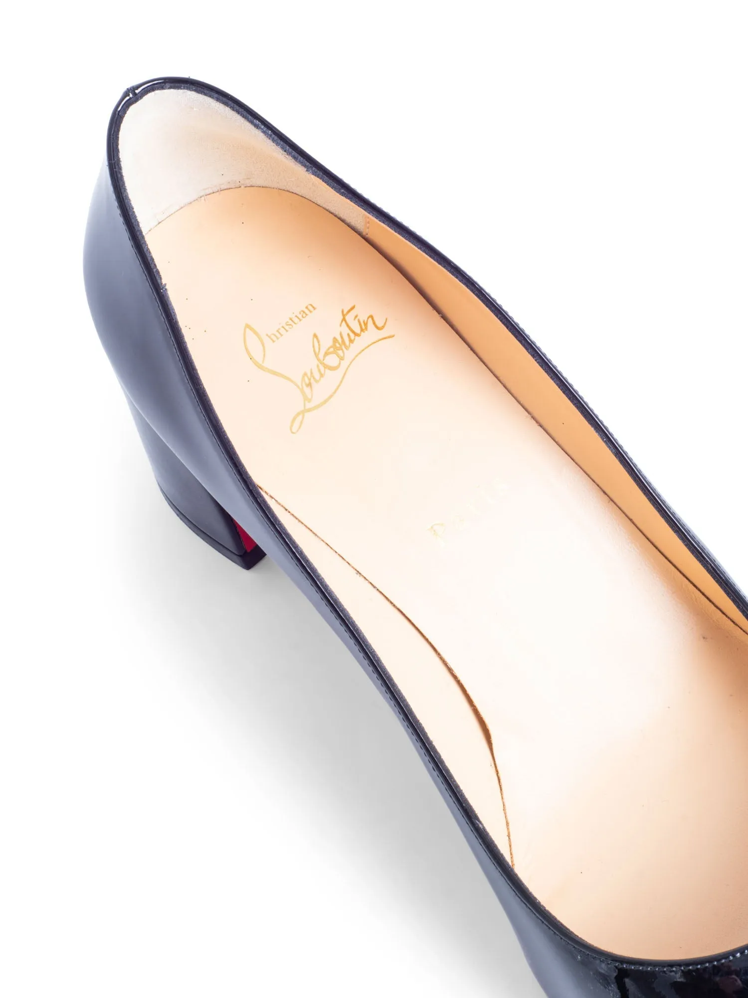 Christian Louboutin Patent Leather Block Heels Black