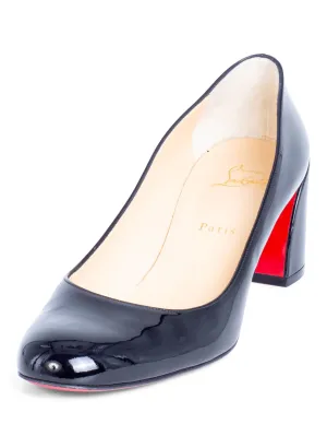 Christian Louboutin Patent Leather Block Heels Black
