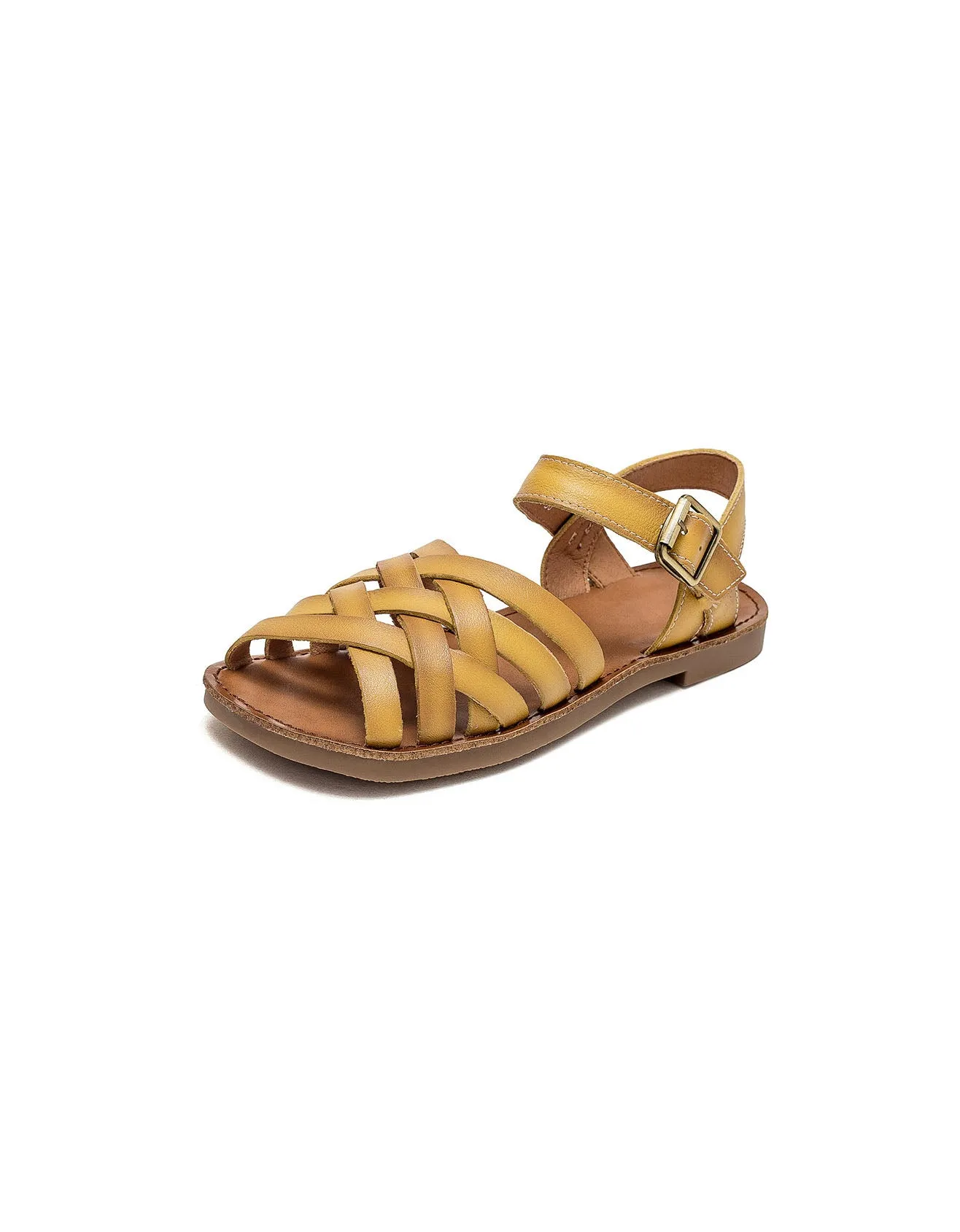 [Clearance] Comfortable Soft Leather Strap Flat Sandals Slingback (40)