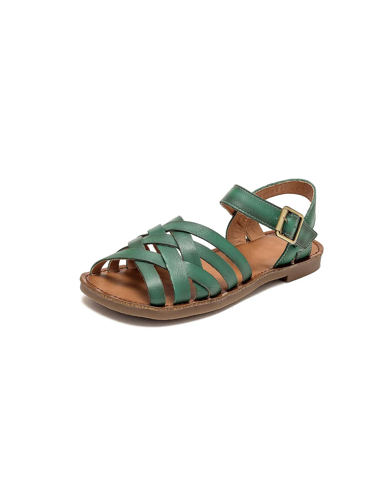 [Clearance] Comfortable Soft Leather Strap Flat Sandals Slingback (40)