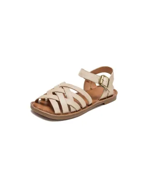 [Clearance] Comfortable Soft Leather Strap Flat Sandals Slingback (40)