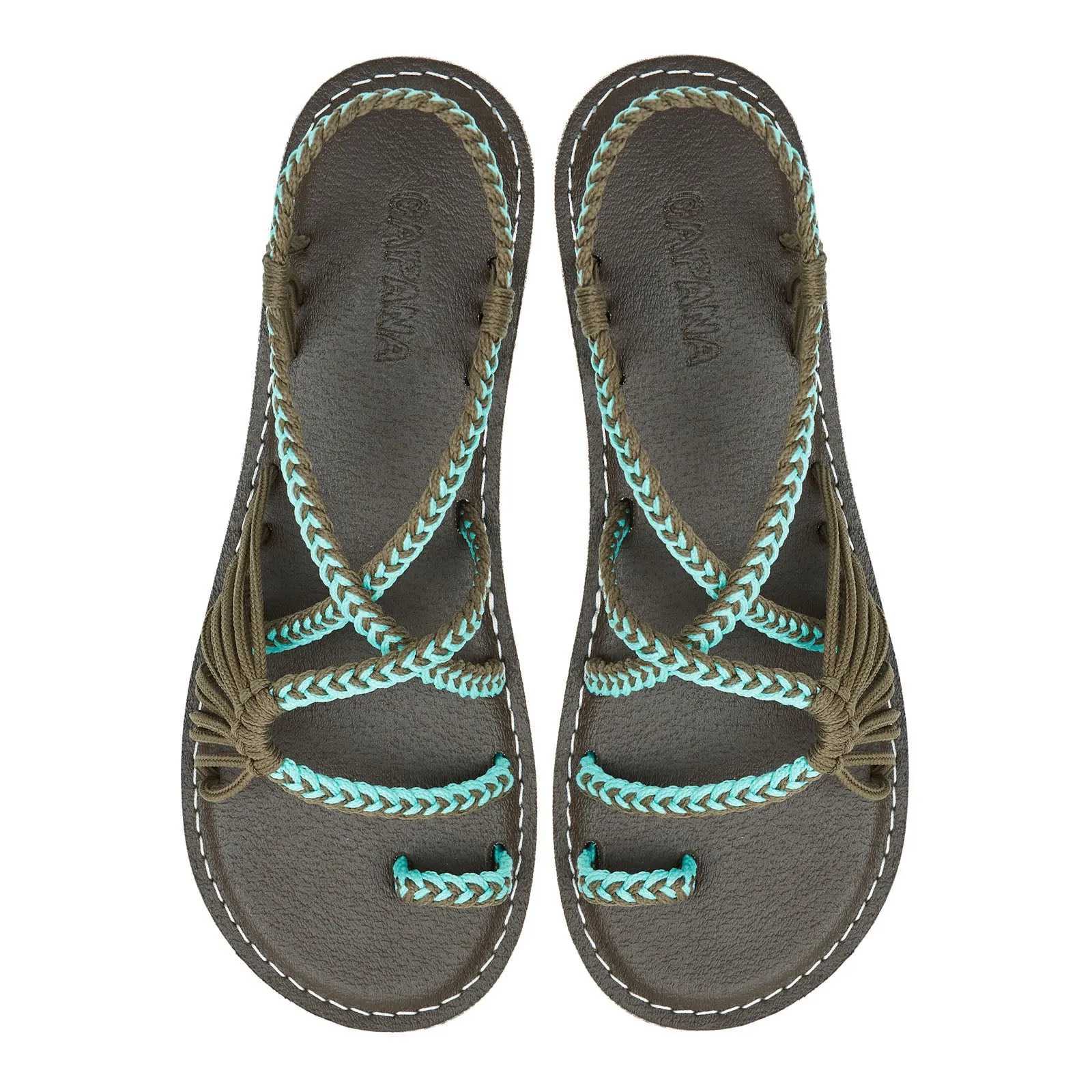 Commune - Turquoise Gray Rope Sandals