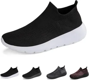 DESESE Men's Knitted Breathable Walking Athletic Shoes Slip on Sock Sneakers Casual Platform Loafers Casual Mesh-Comfortable Tennis Workout Sneakers