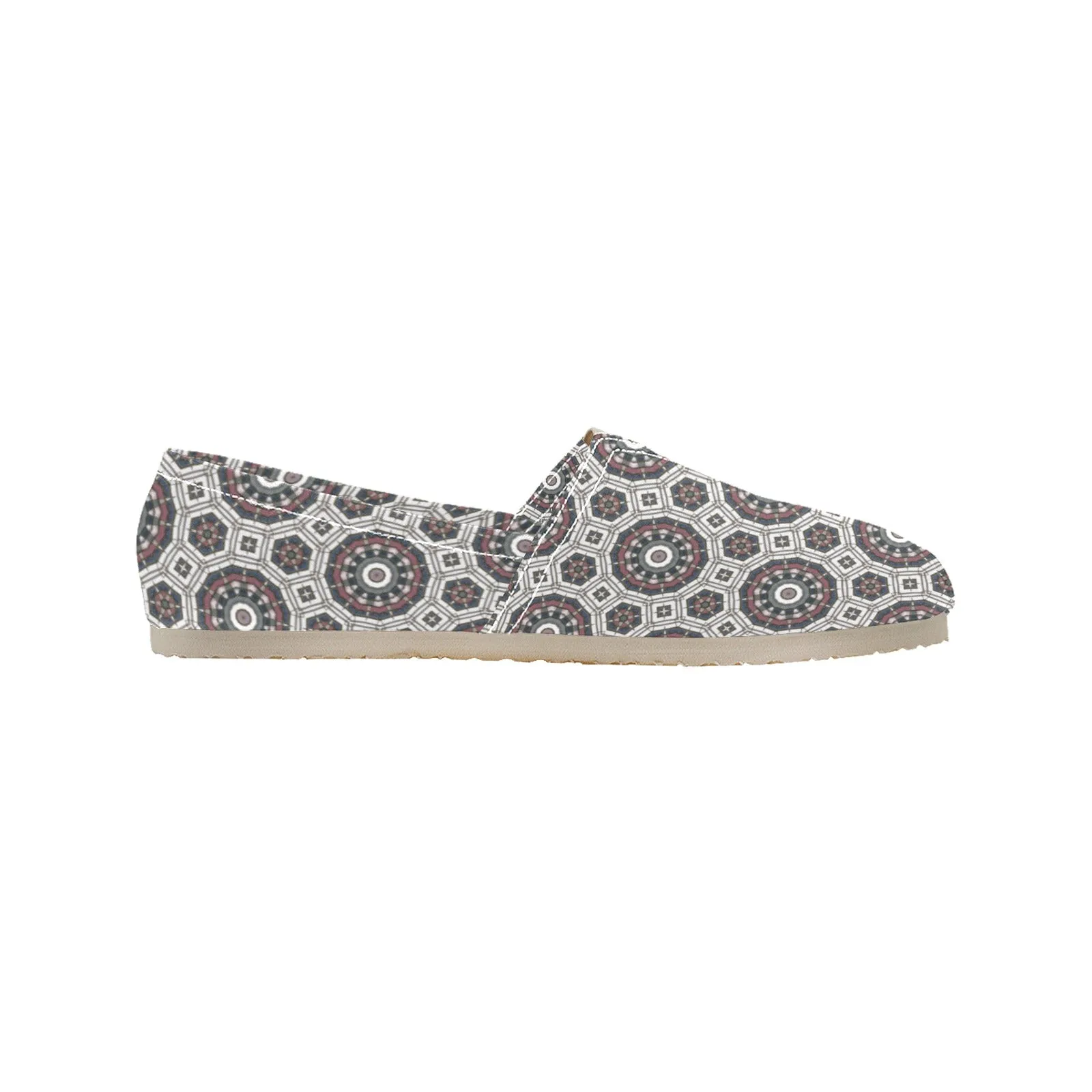 Espadrilles Canvas Carnival Tile Gray and Burgundy