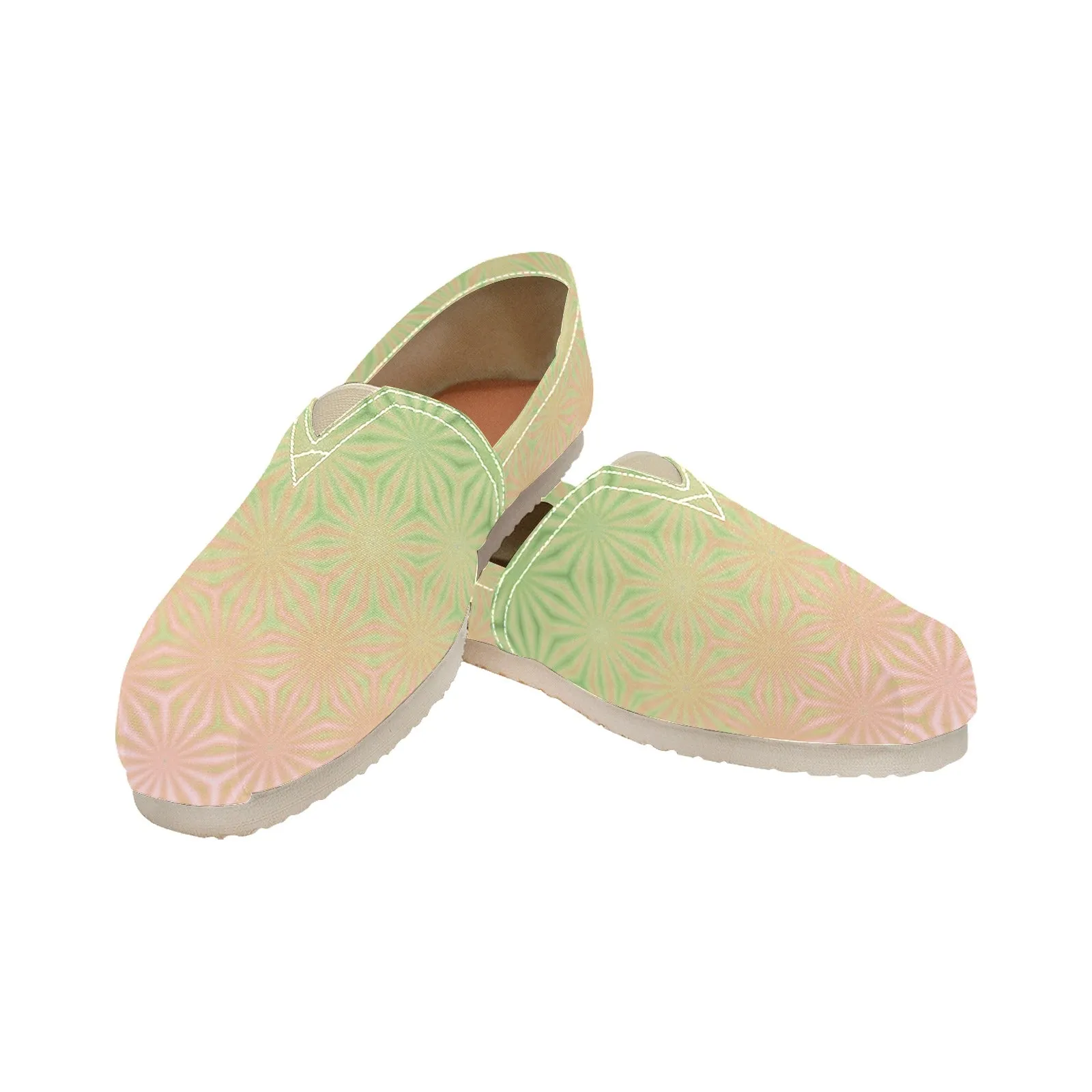 Espadrilles Canvas Celadon, Pink and Tangerine