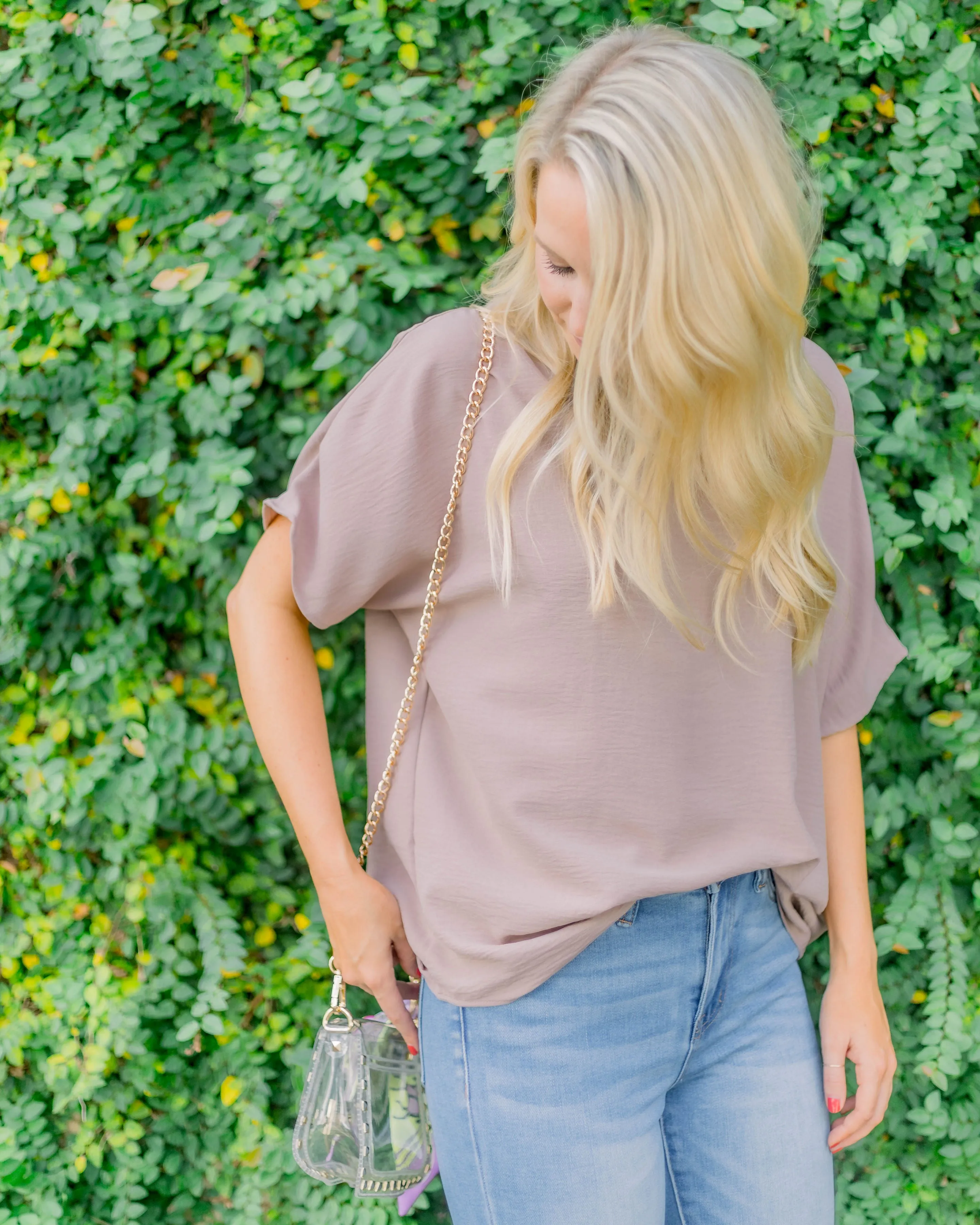 Flowy V Blouse- Latte