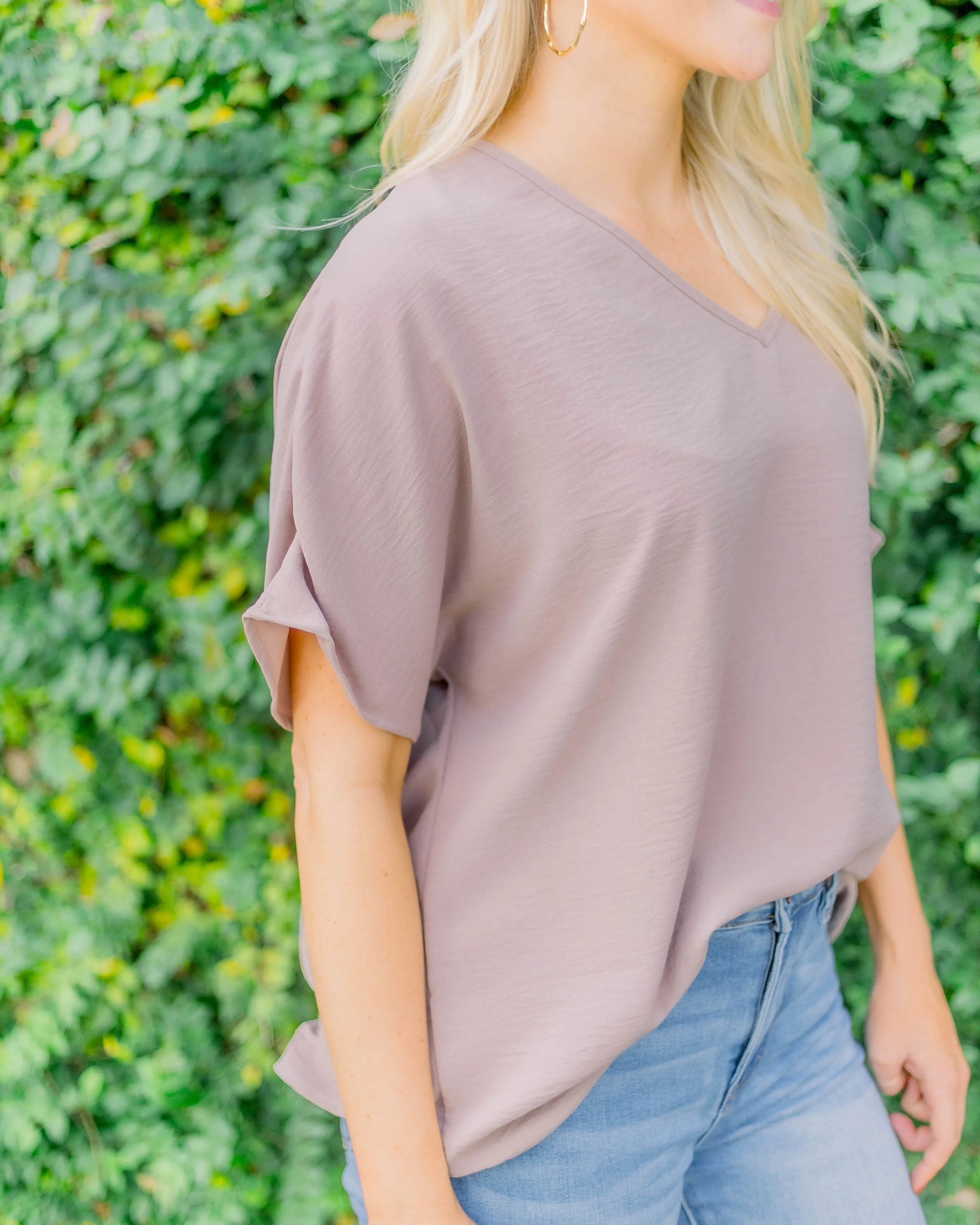Flowy V Blouse- Latte