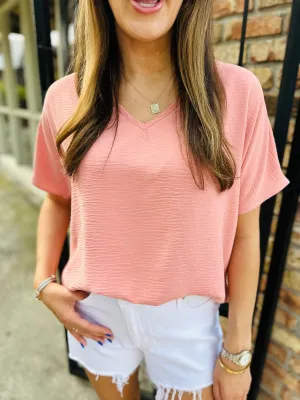 Flowy V Blouse-Salmon