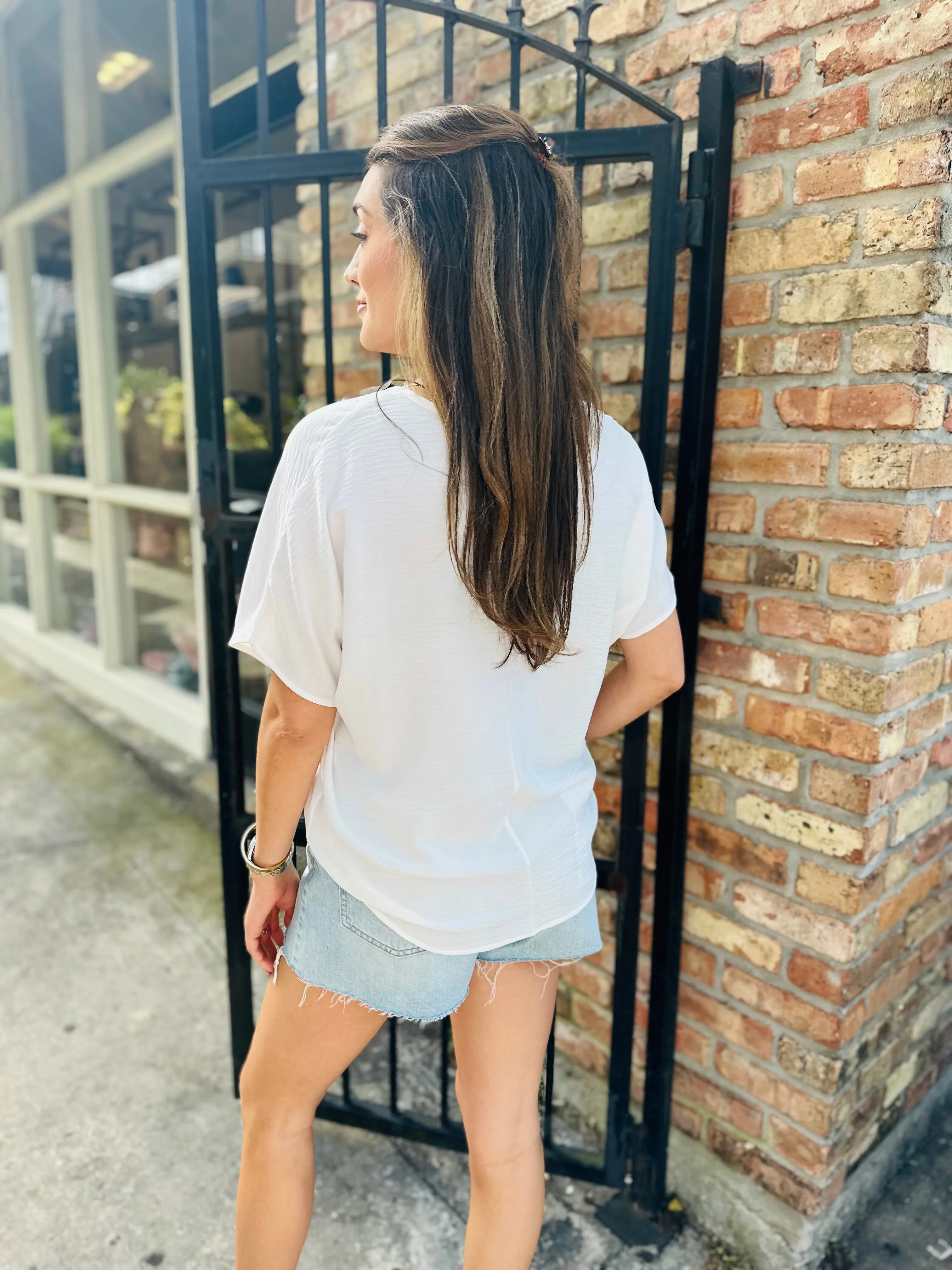 Flowy V Blouse- White