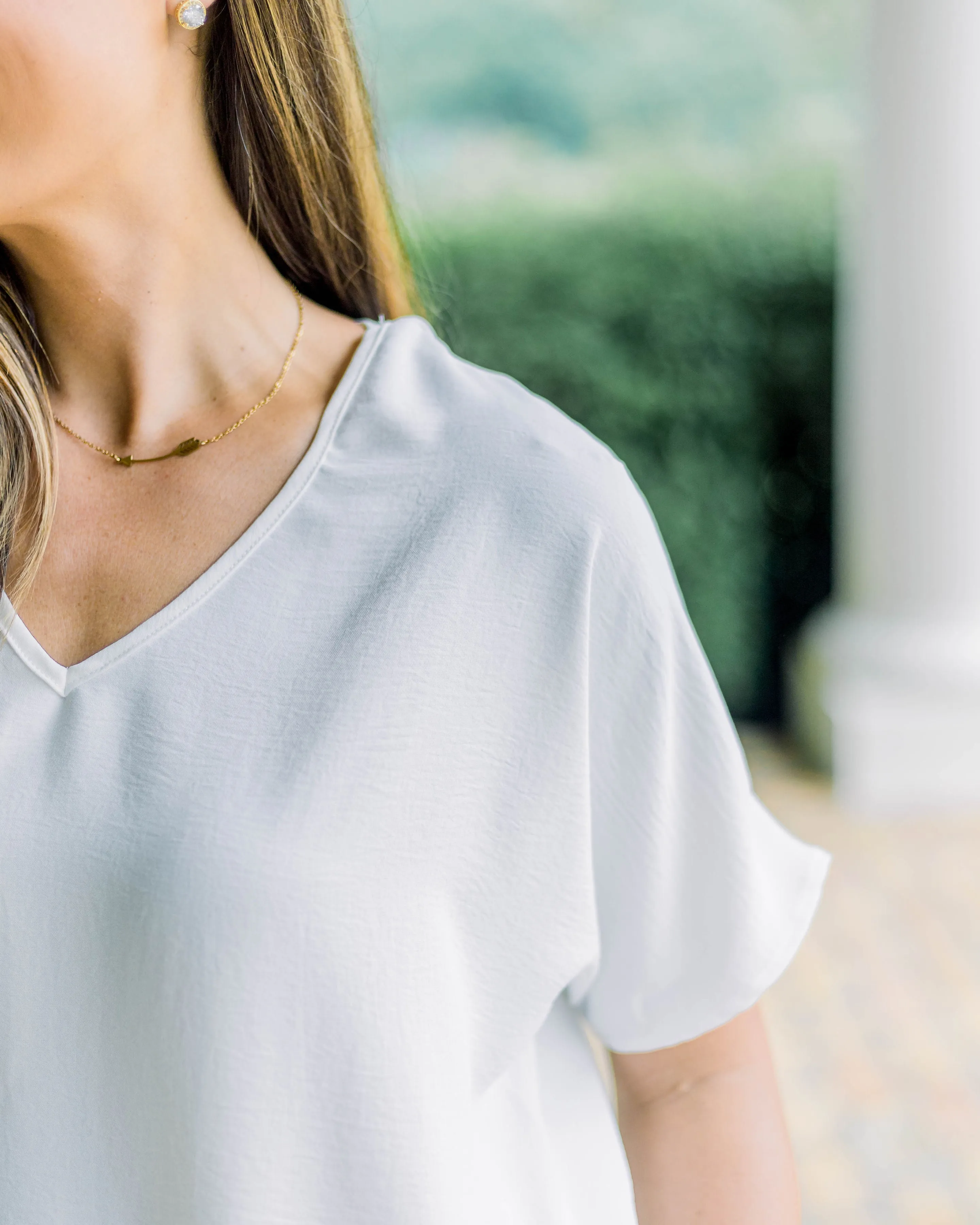 Flowy V Blouse- White