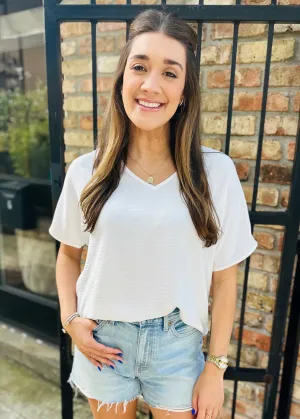 Flowy V Blouse- White
