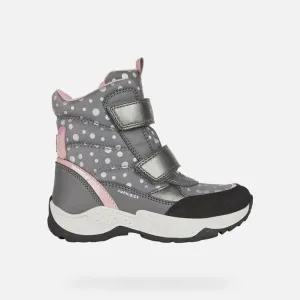 GEOX Girls Sentiero Winter Boots Grey/Rose