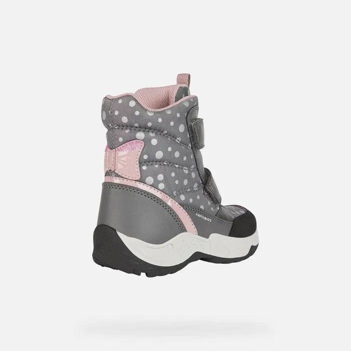 GEOX Girls Sentiero Winter Boots Grey/Rose