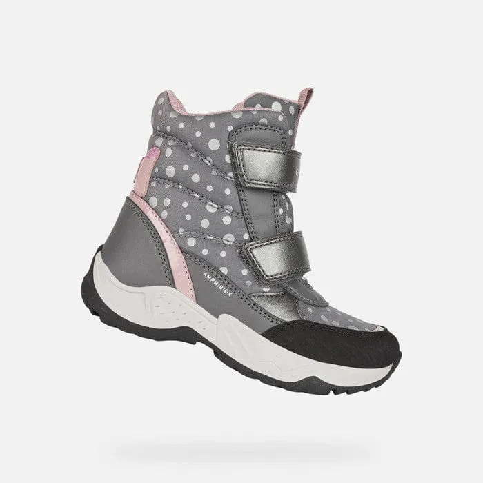 GEOX Girls Sentiero Winter Boots Grey/Rose