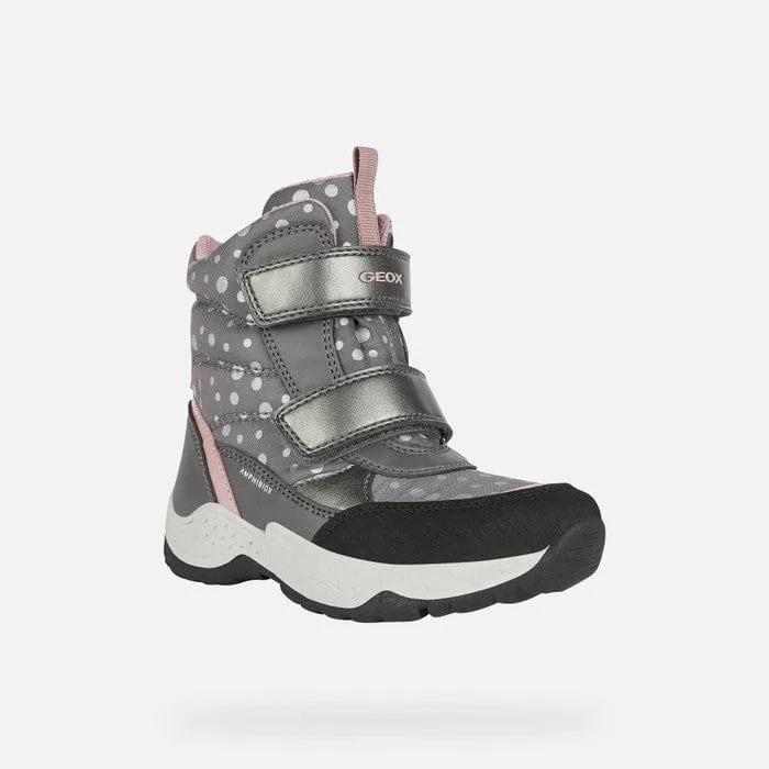GEOX Girls Sentiero Winter Boots Grey/Rose