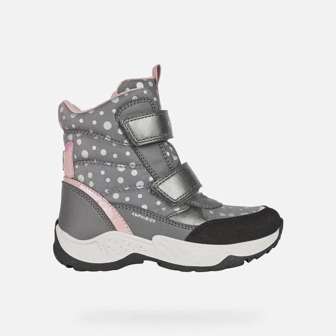 GEOX Girls Sentiero Winter Boots Grey/Rose