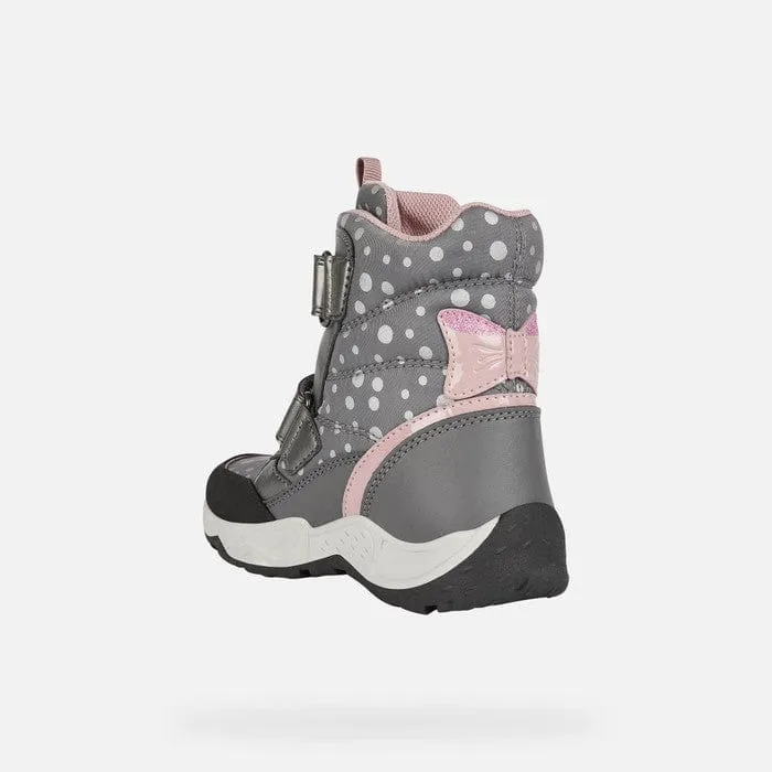 GEOX Girls Sentiero Winter Boots Grey/Rose