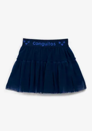 Girl's Navy Tulle Conguitos Skirt