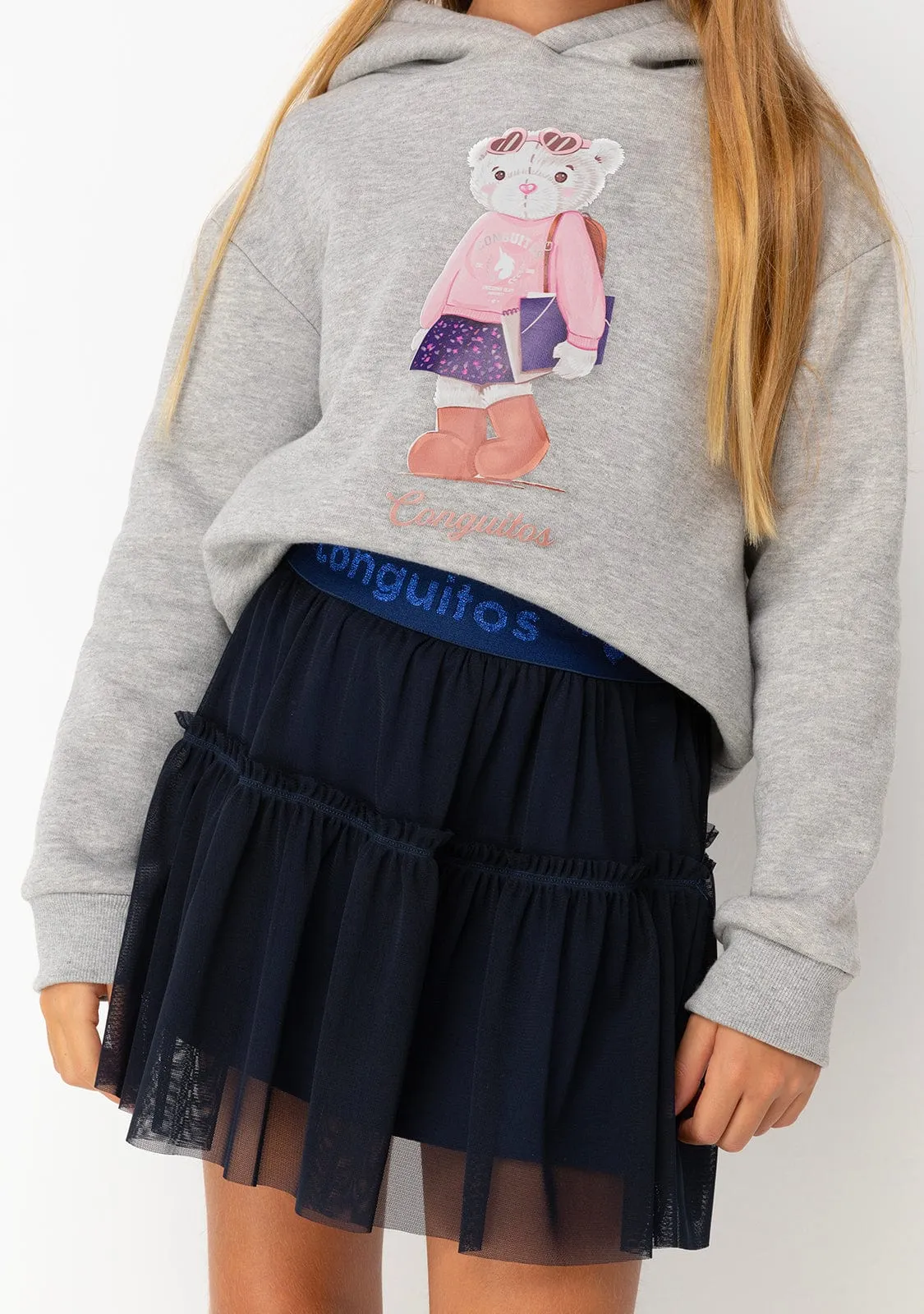 Girl's Navy Tulle Conguitos Skirt