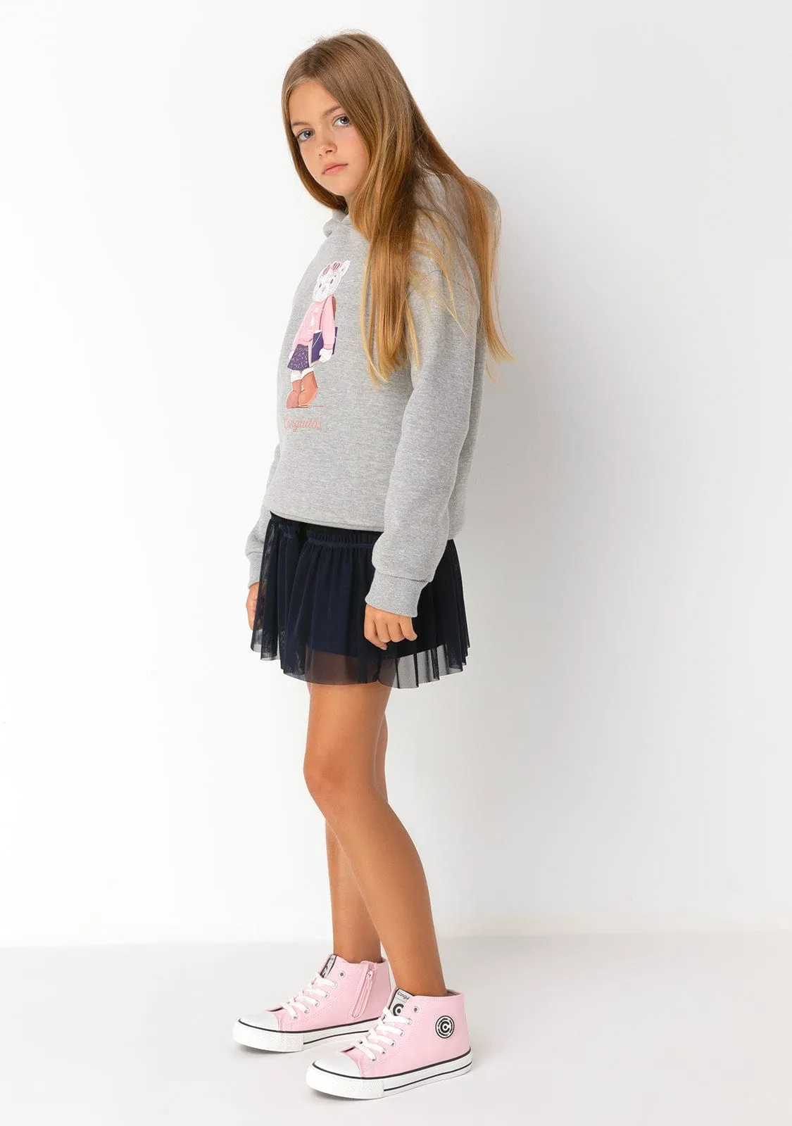 Girl's Navy Tulle Conguitos Skirt
