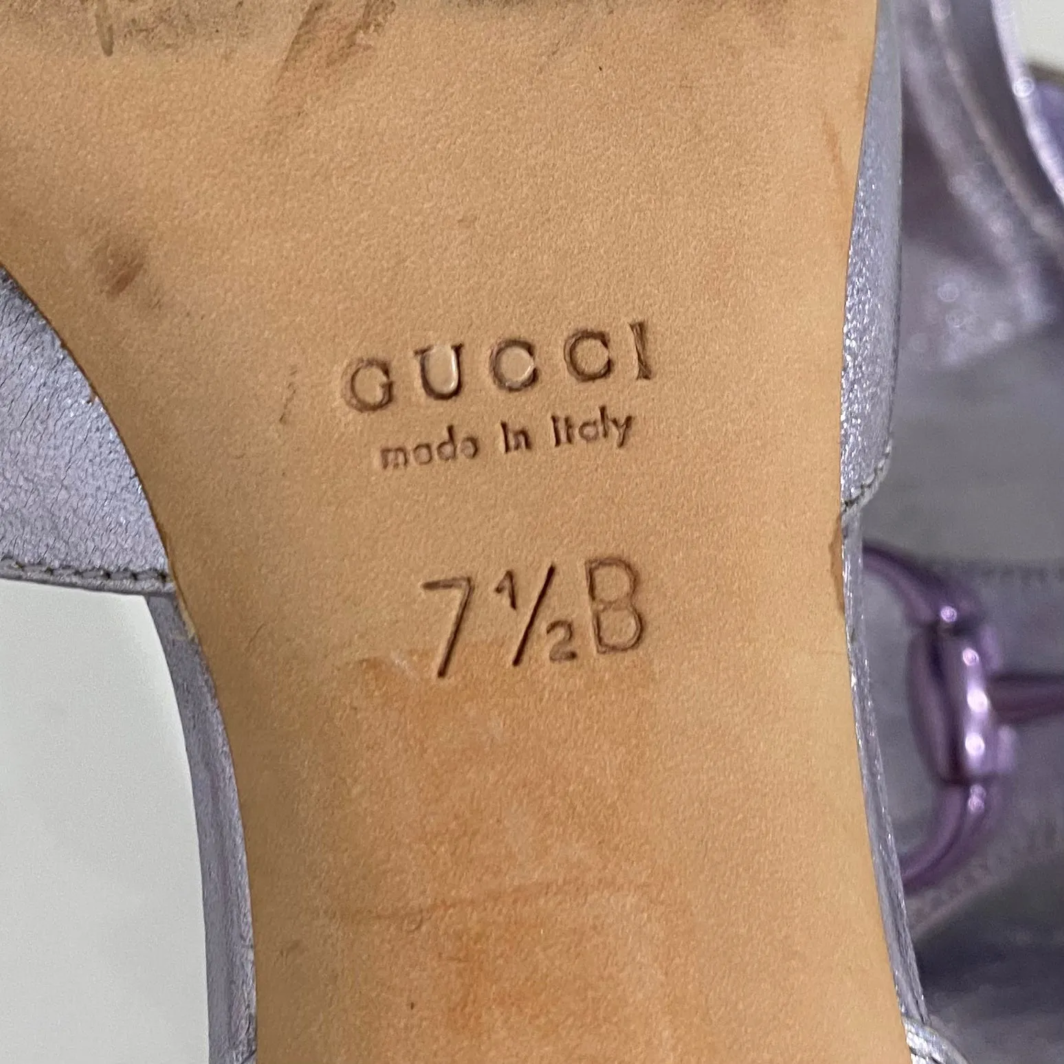 Gucci Metallic Lavender Heels