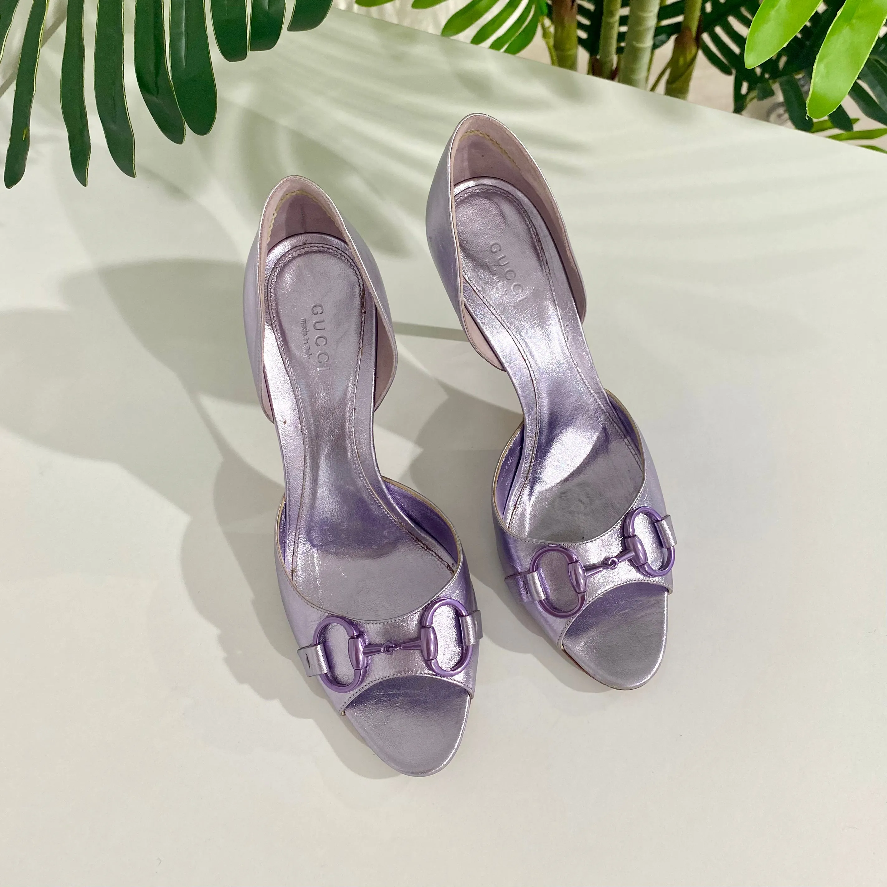 Gucci Metallic Lavender Heels