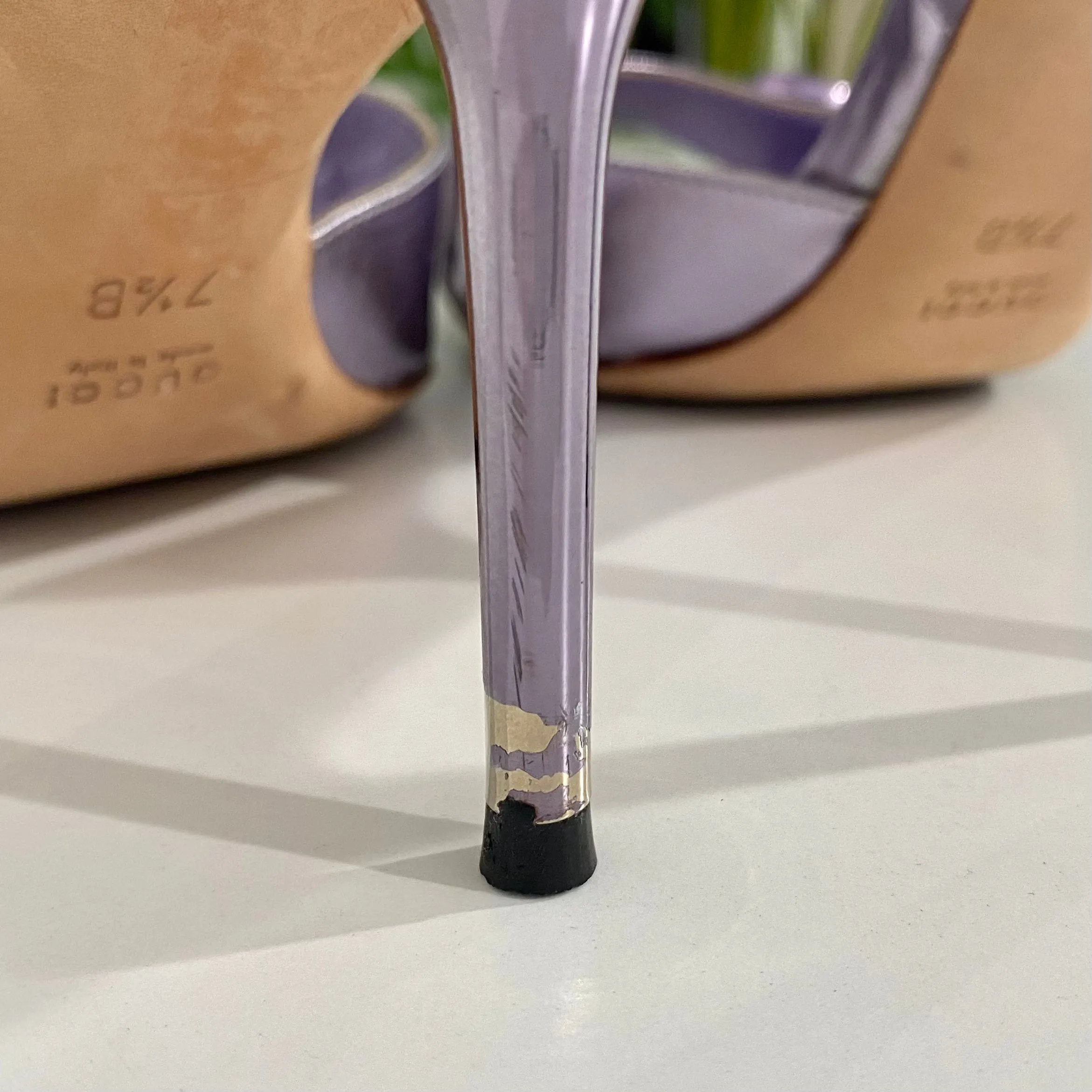Gucci Metallic Lavender Heels
