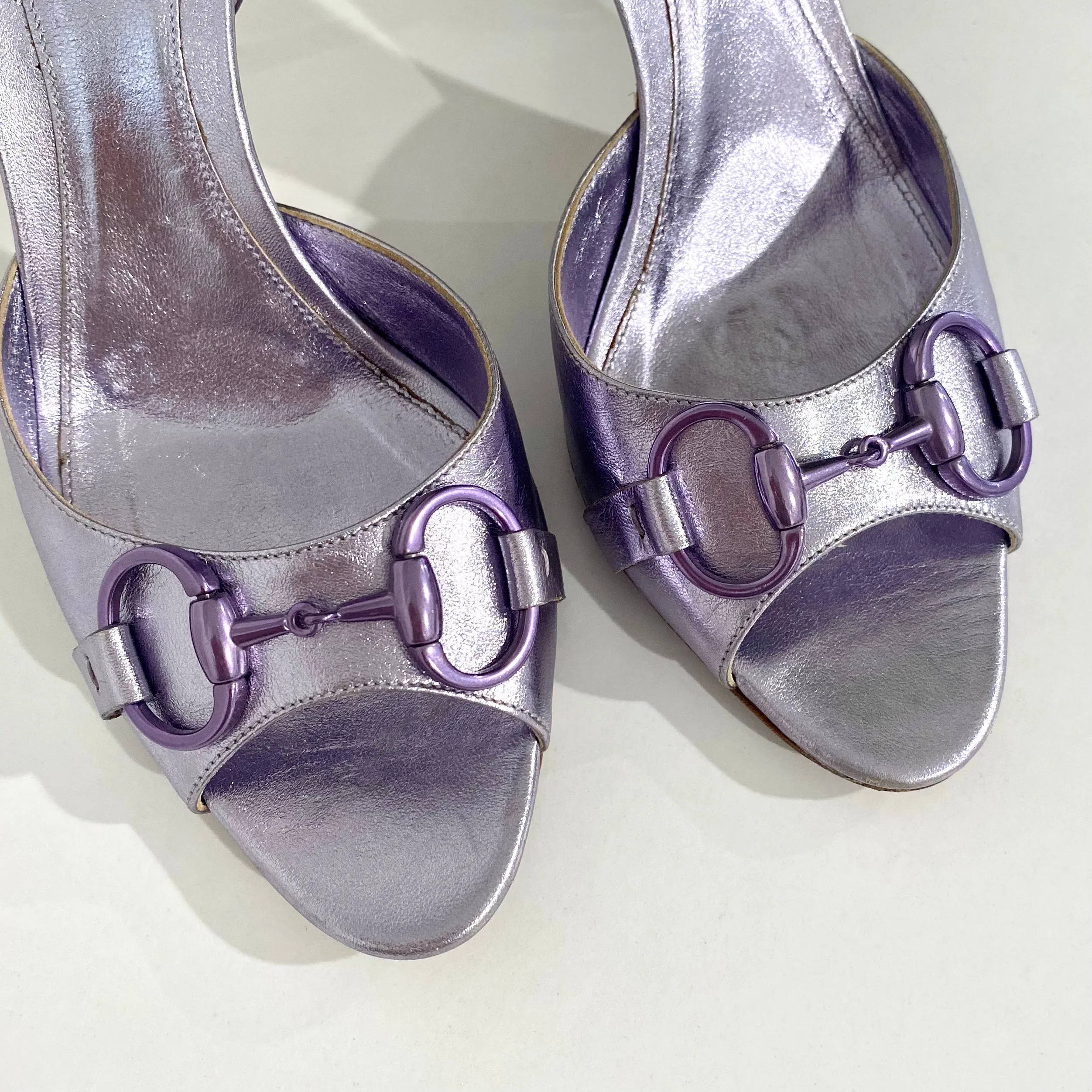 Gucci Metallic Lavender Heels