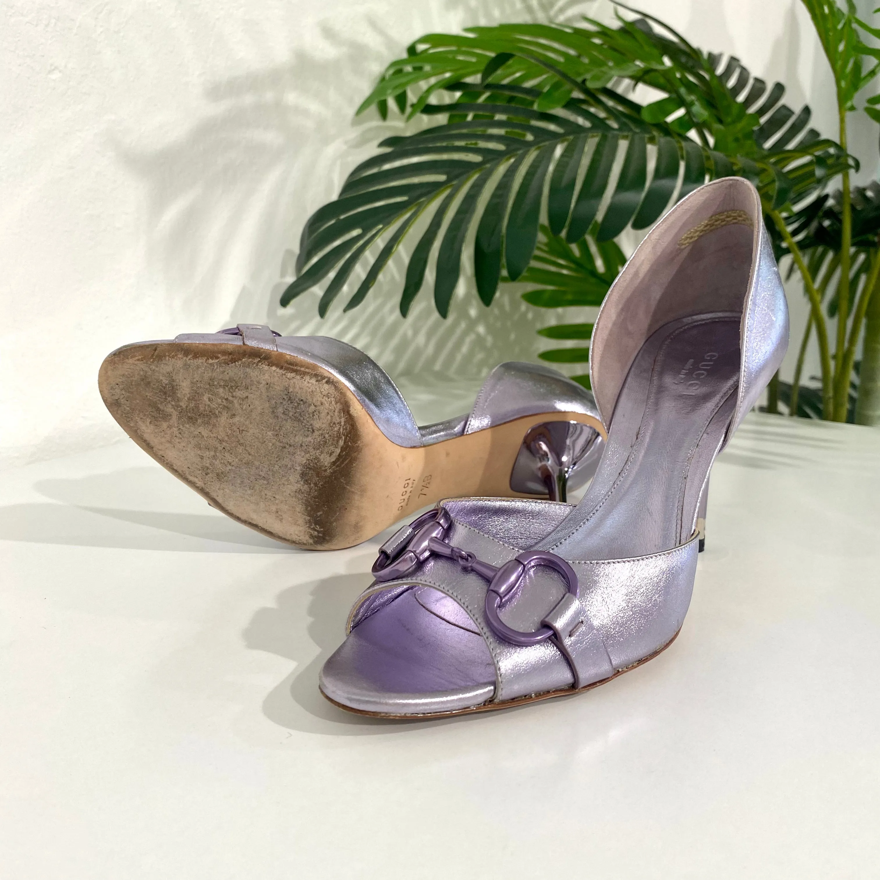 Gucci Metallic Lavender Heels