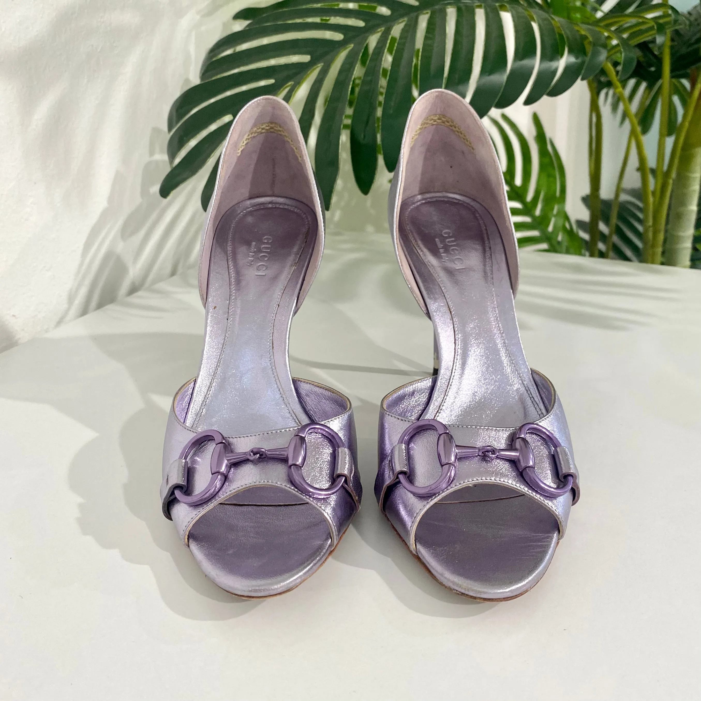 Gucci Metallic Lavender Heels