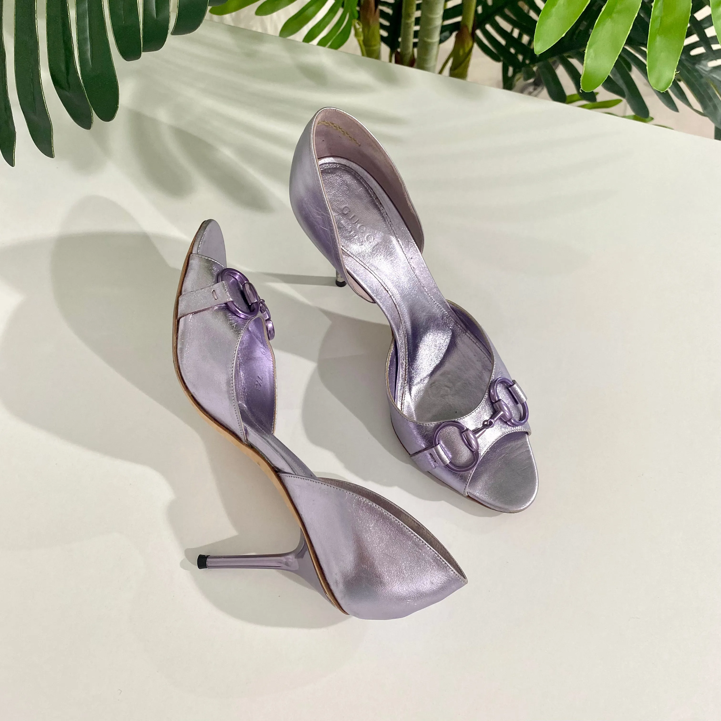 Gucci Metallic Lavender Heels