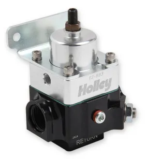 Holley In-Line Fuel Pressure Regulator - 4-9 psi - 10 AN Female O-Ring Inlet - 10 AN Female O-Ring Outlet - 10 AN Female O-Ring Return - 2 Port - Double Adjustable - E85 / Gas / Methanol