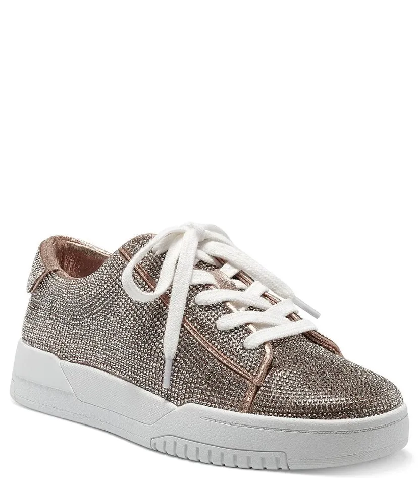 Jessica Simpson: Silesta Rhinestone Sneakers in Champagne Shimmer Sand