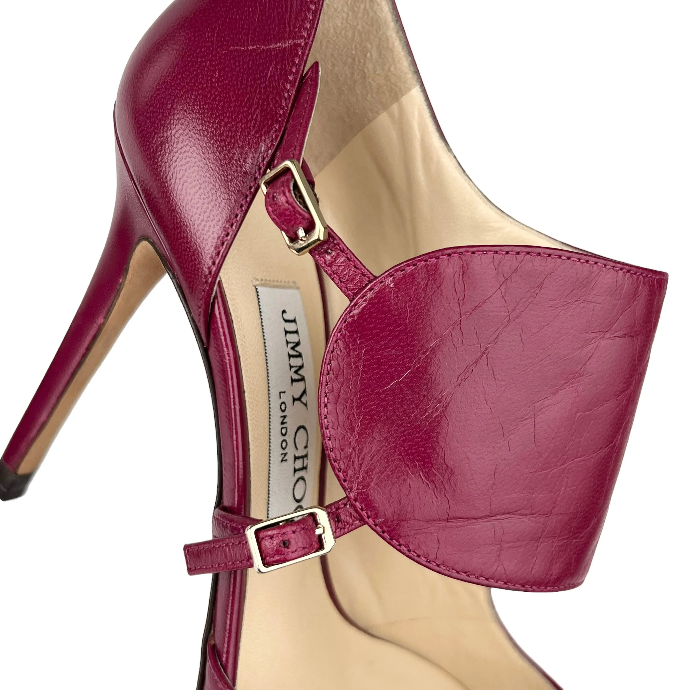 Jimmy Choo Dark Orchid 'Heath' Monk Strap Goat Leather Pumps
