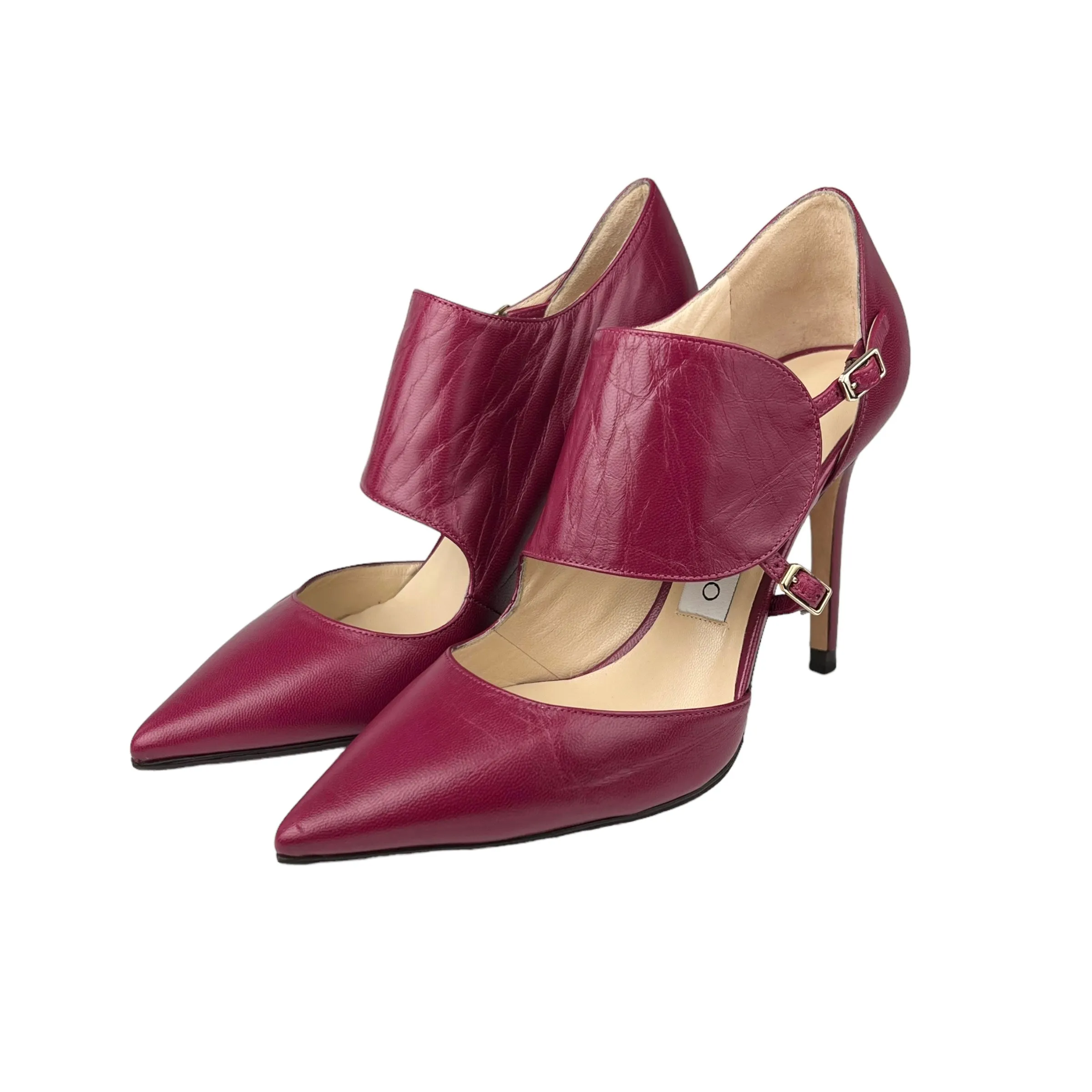 Jimmy Choo Dark Orchid 'Heath' Monk Strap Goat Leather Pumps
